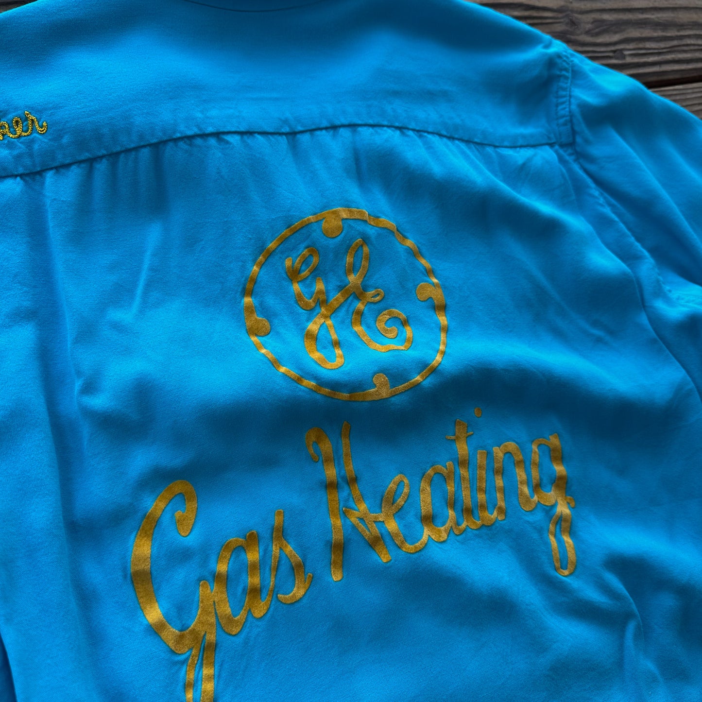 1950’s blue rayon bowling shirt