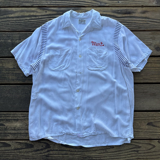 1950’s white rayon bowling shirt