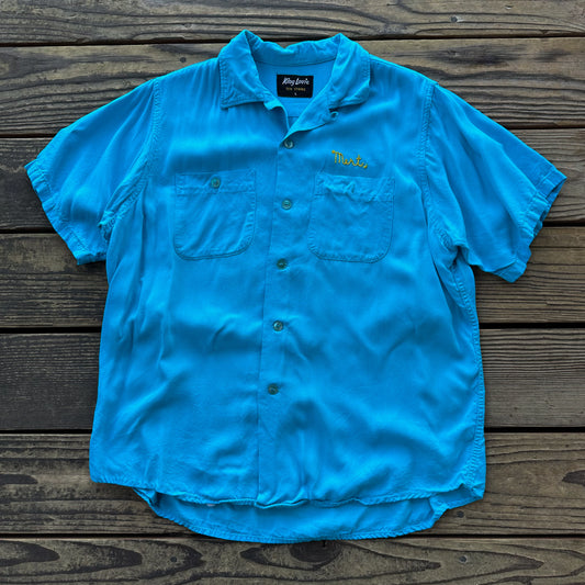 1950’s blue rayon bowling shirt