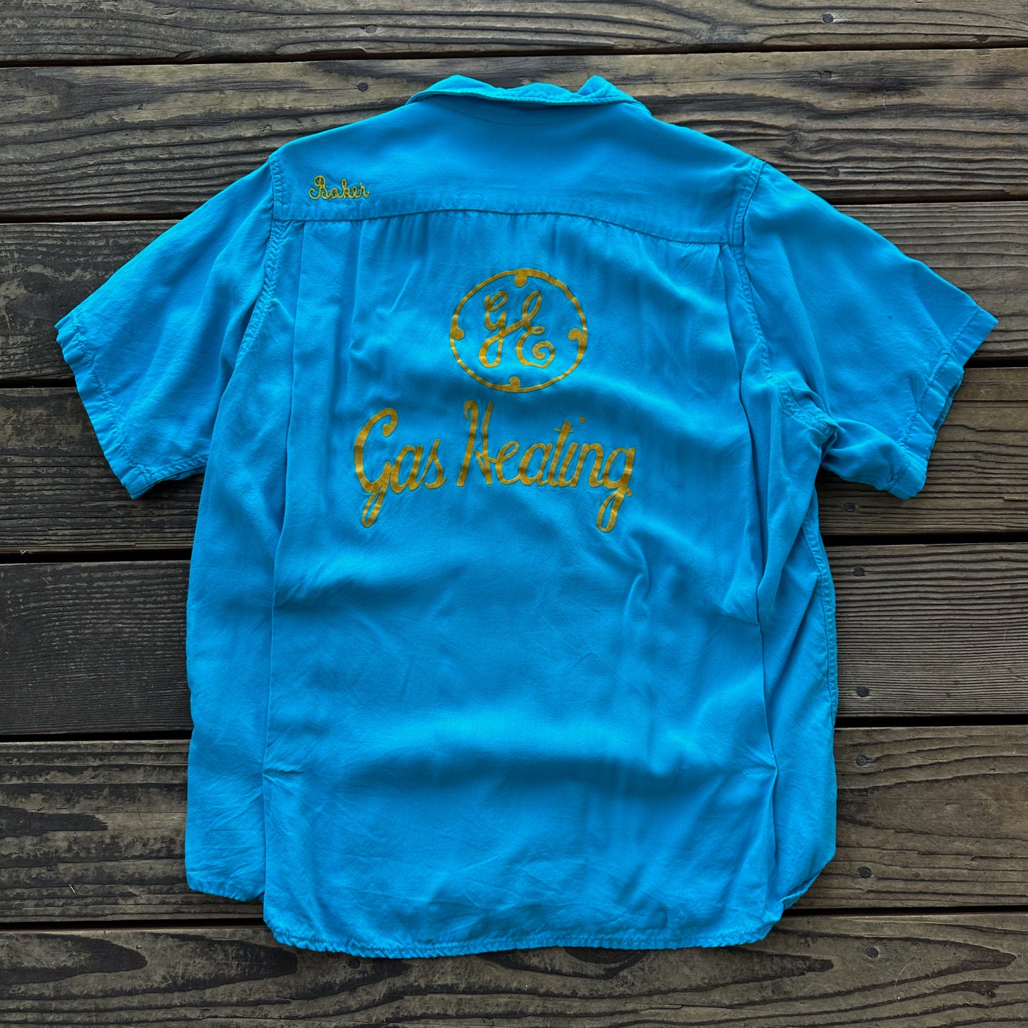 1950’s blue rayon bowling shirt