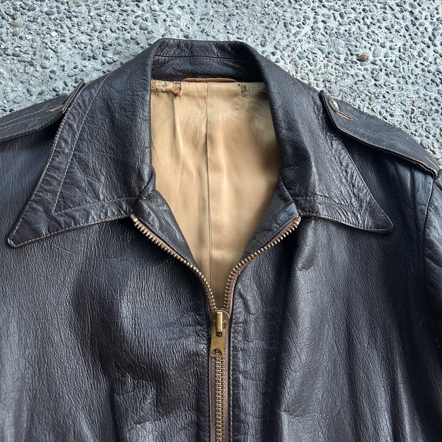1950’s belted back brown leather jacket
