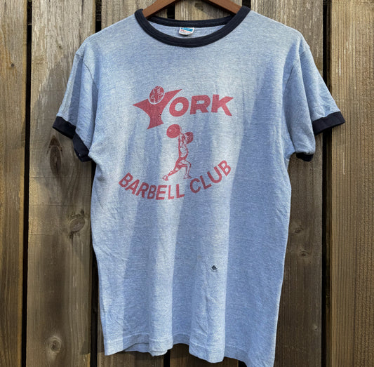 1970’s champion blue bar York barbell tee