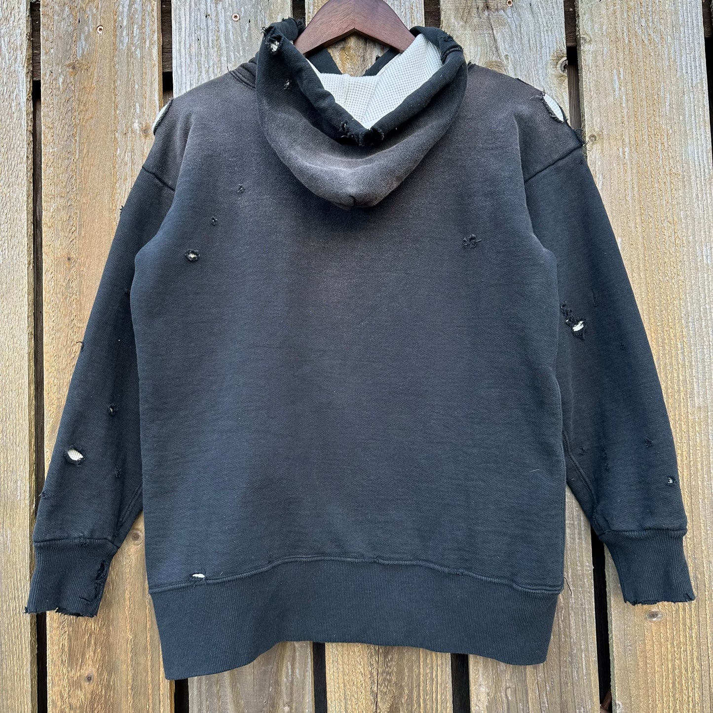 Reproduction faded black thermal hoodie