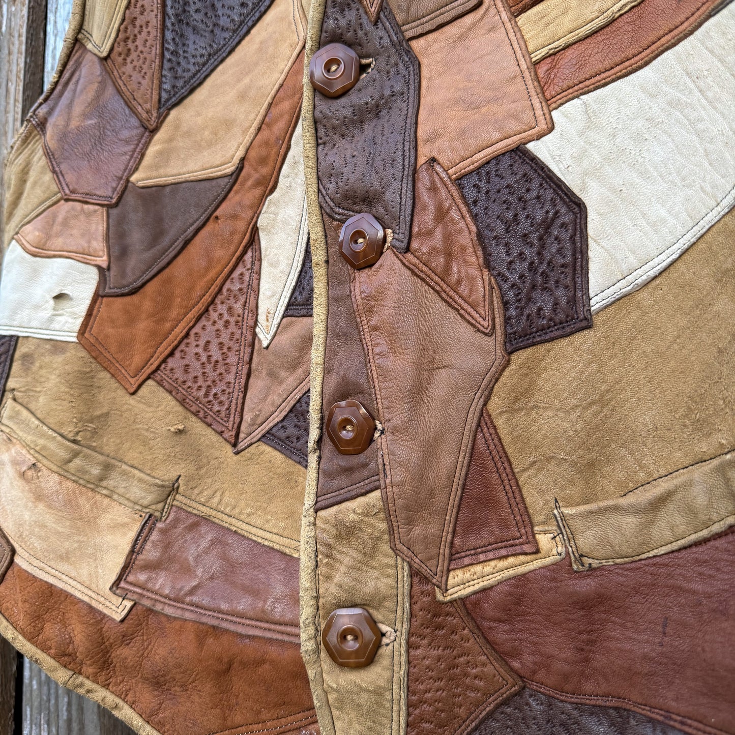 1930’s leather patchwork vest