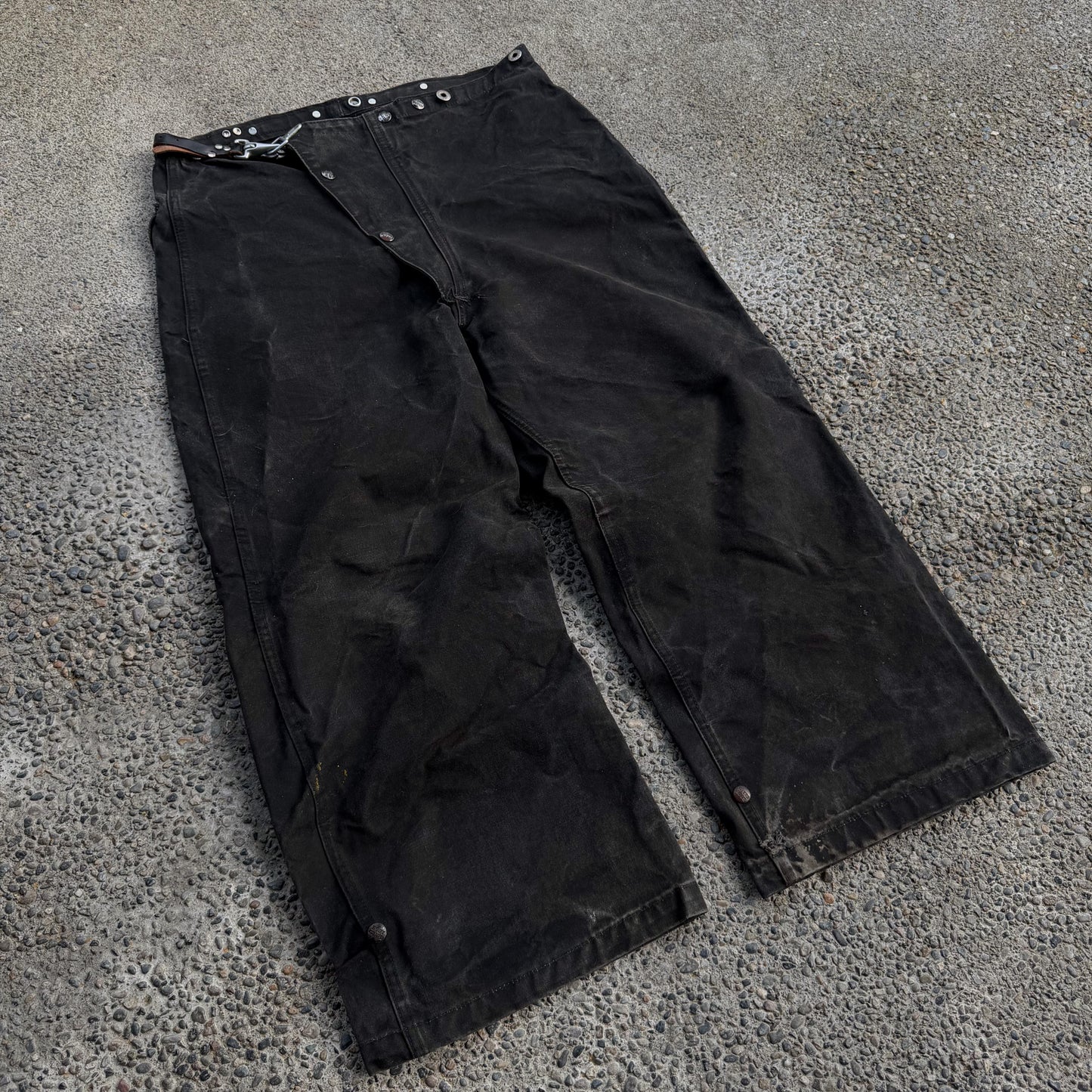1950’s black canvas fireman turnout pants