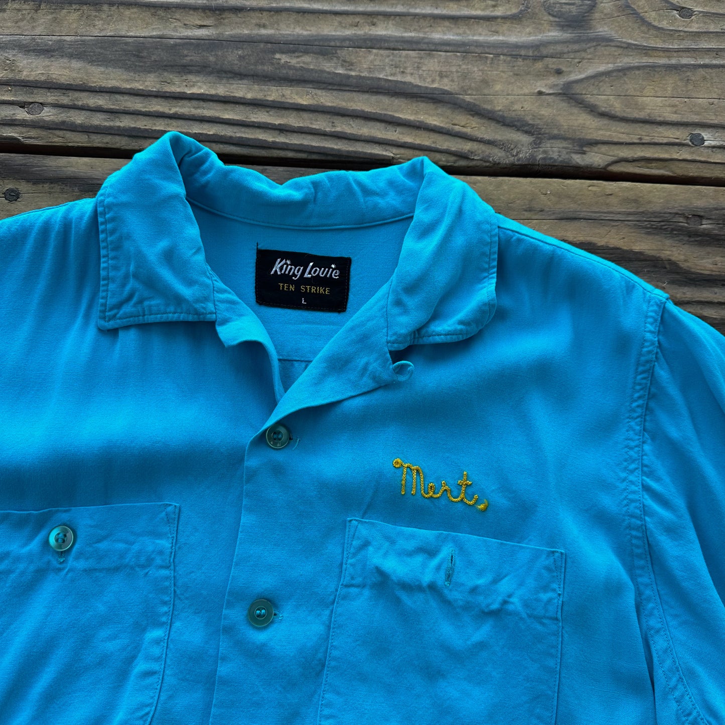 1950’s blue rayon bowling shirt