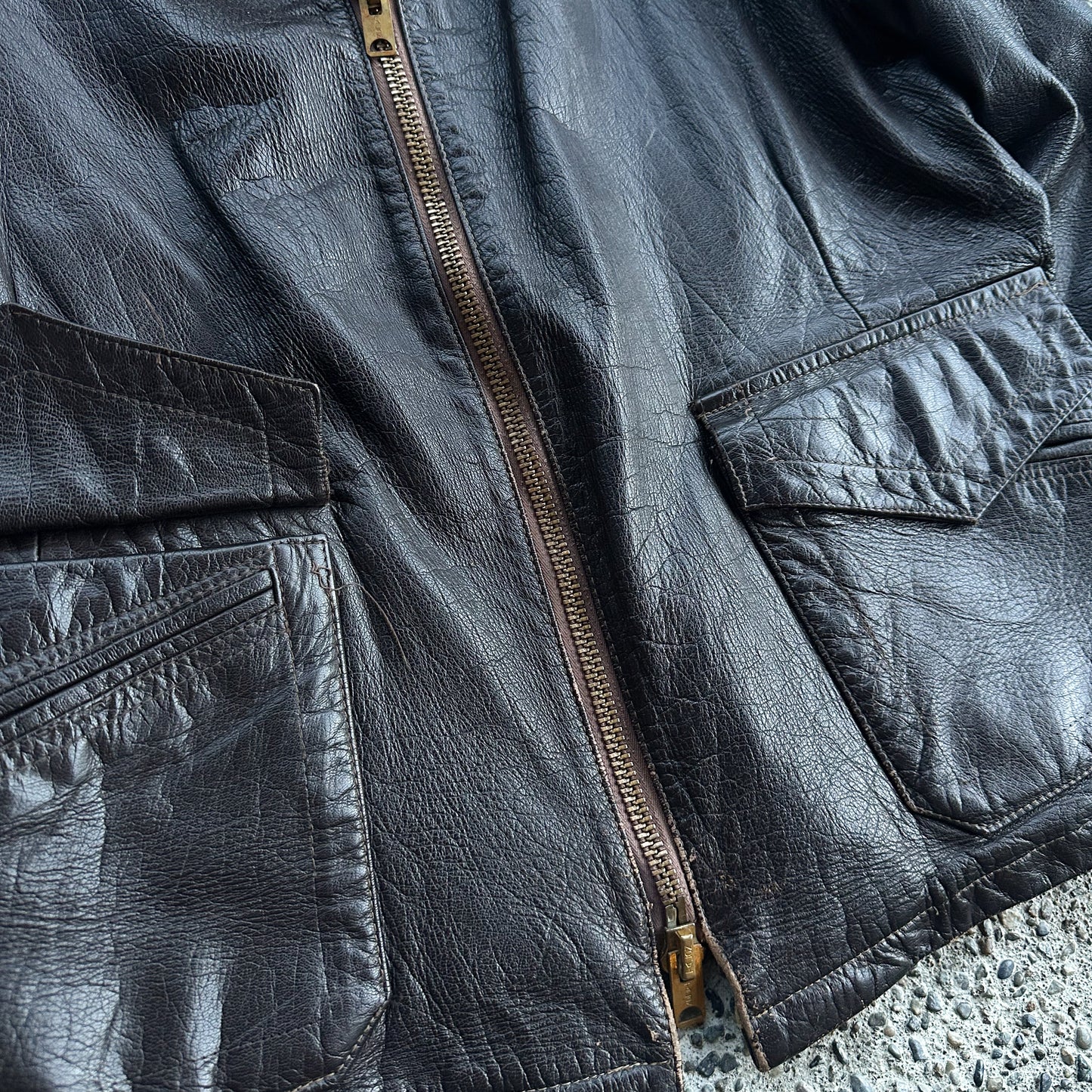 1950’s belted back brown leather jacket
