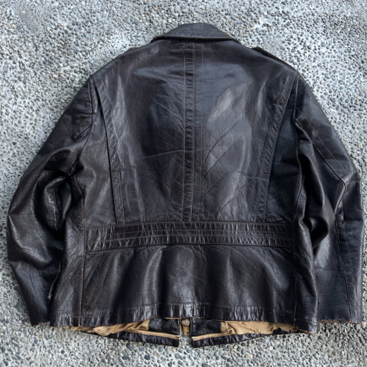 1950’s belted back brown leather jacket