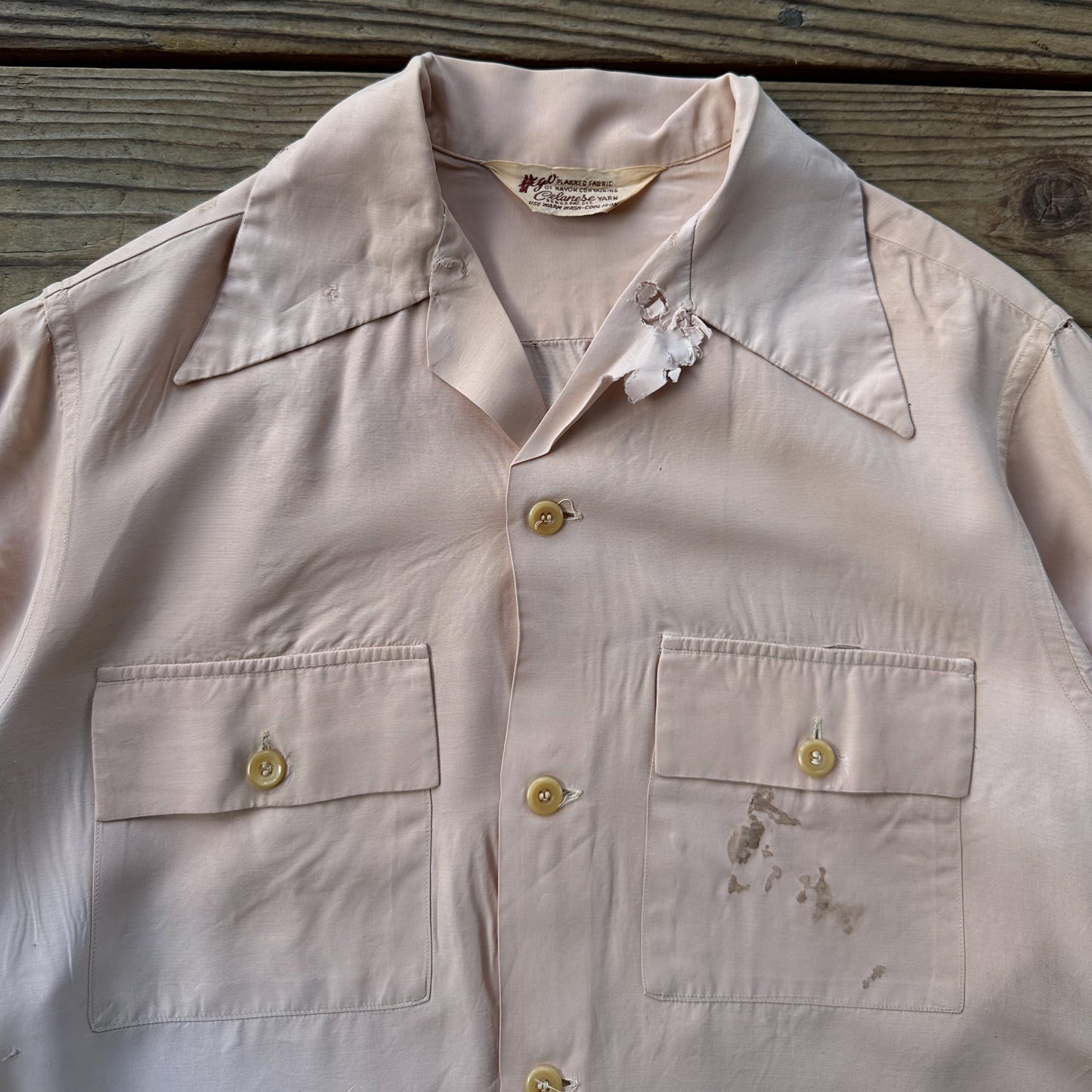 1950’s faded pink rayon shirt