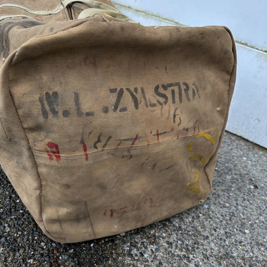 Handmade ww2 stenciled duffle bag