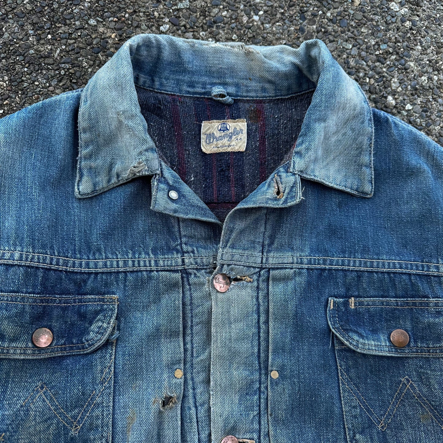 1960’s wrangler blue bell repaired denim jacket