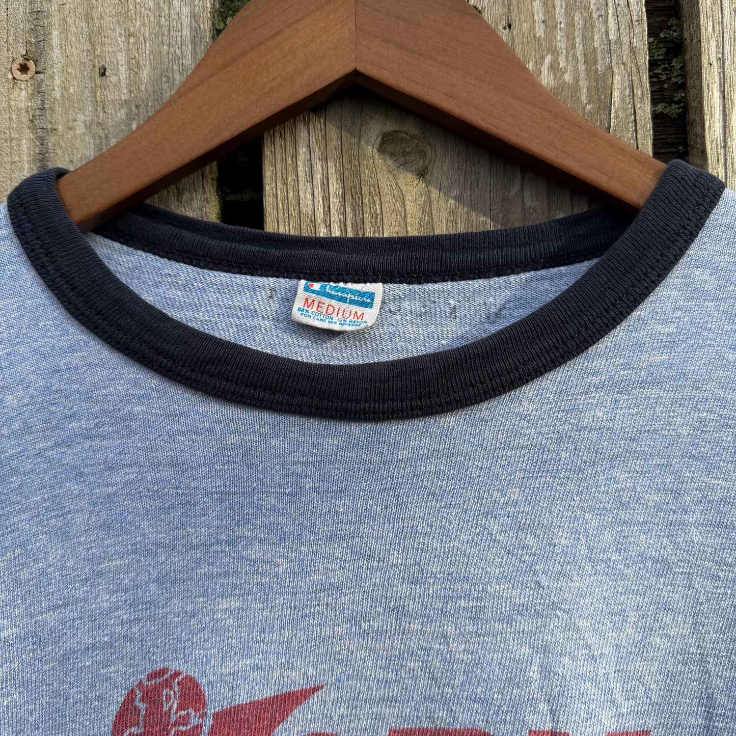 1970’s champion blue bar York barbell tee