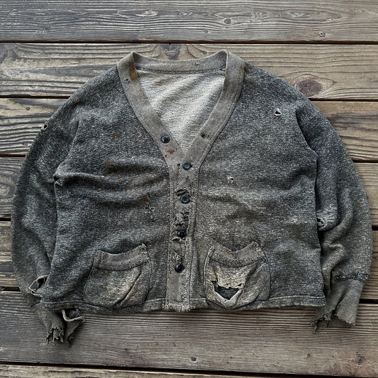 1940’s salt and pepper cardigan sweatshirt