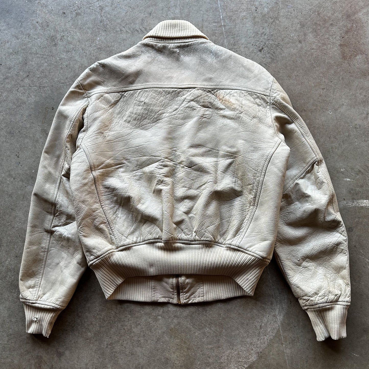 1950’s cream sheepskin leather bomber jacket