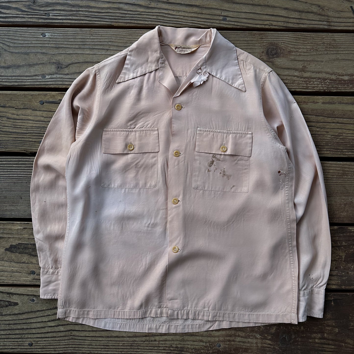 1950’s faded pink rayon shirt