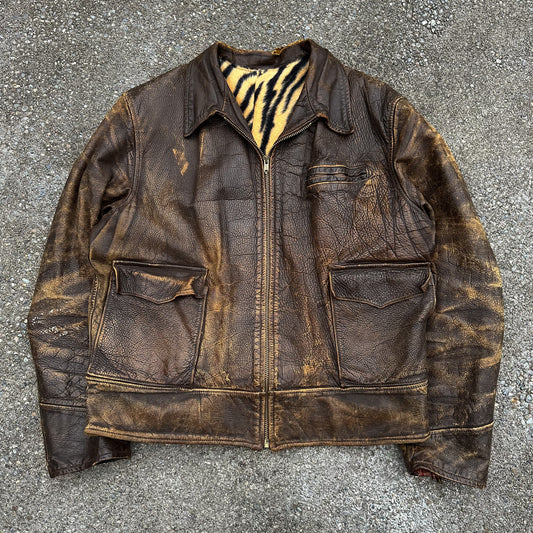 1950’s custom made tiger lined leather jacket