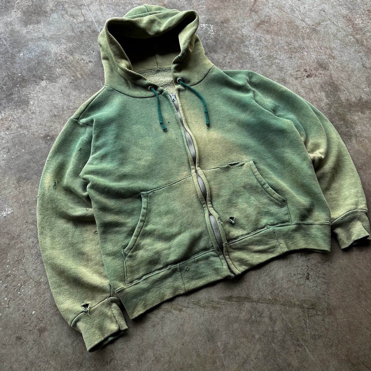 1960’s faded green zip up sweatshirt