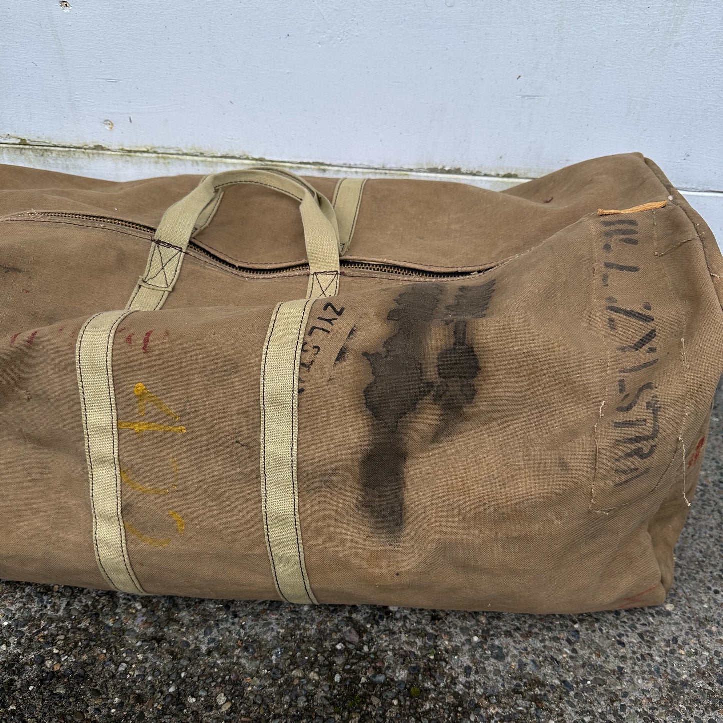 Handmade ww2 stenciled duffle bag