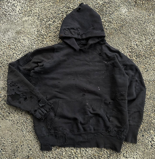 Heavily repaired 1950’s overdyed black hoodie