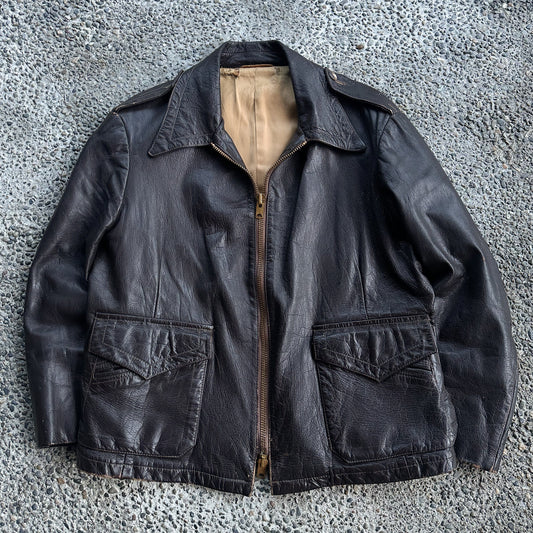 1950’s belted back brown leather jacket
