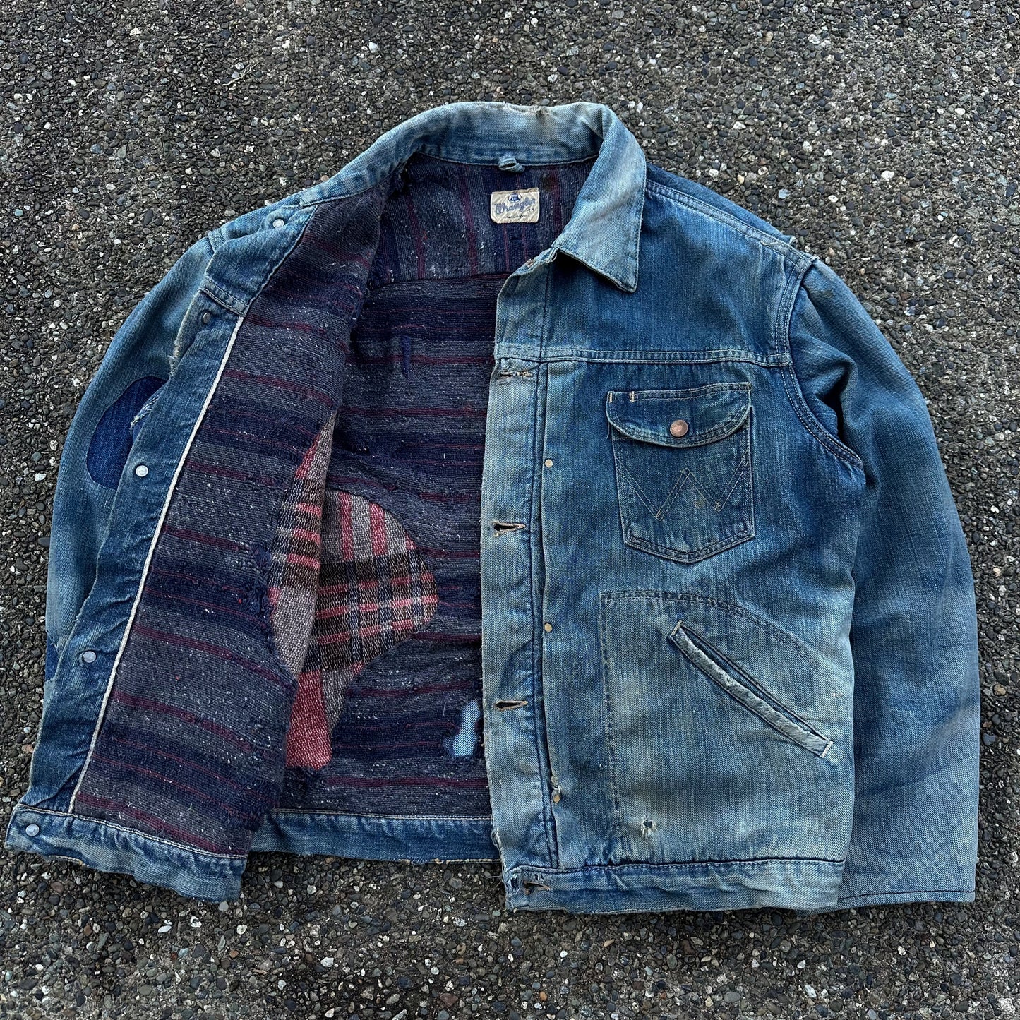 1960’s wrangler blue bell repaired denim jacket