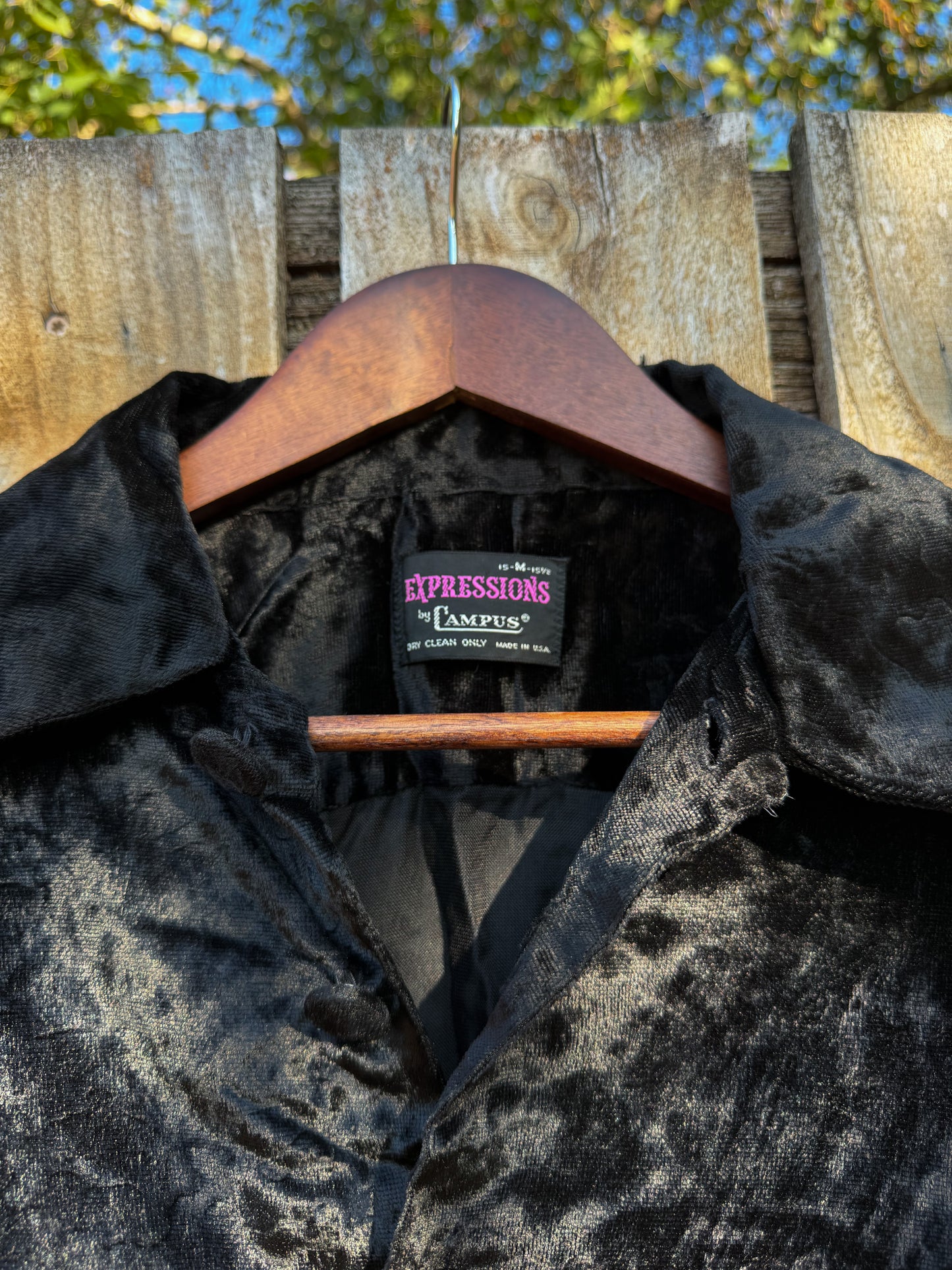 1970’s campus black velvet shirt