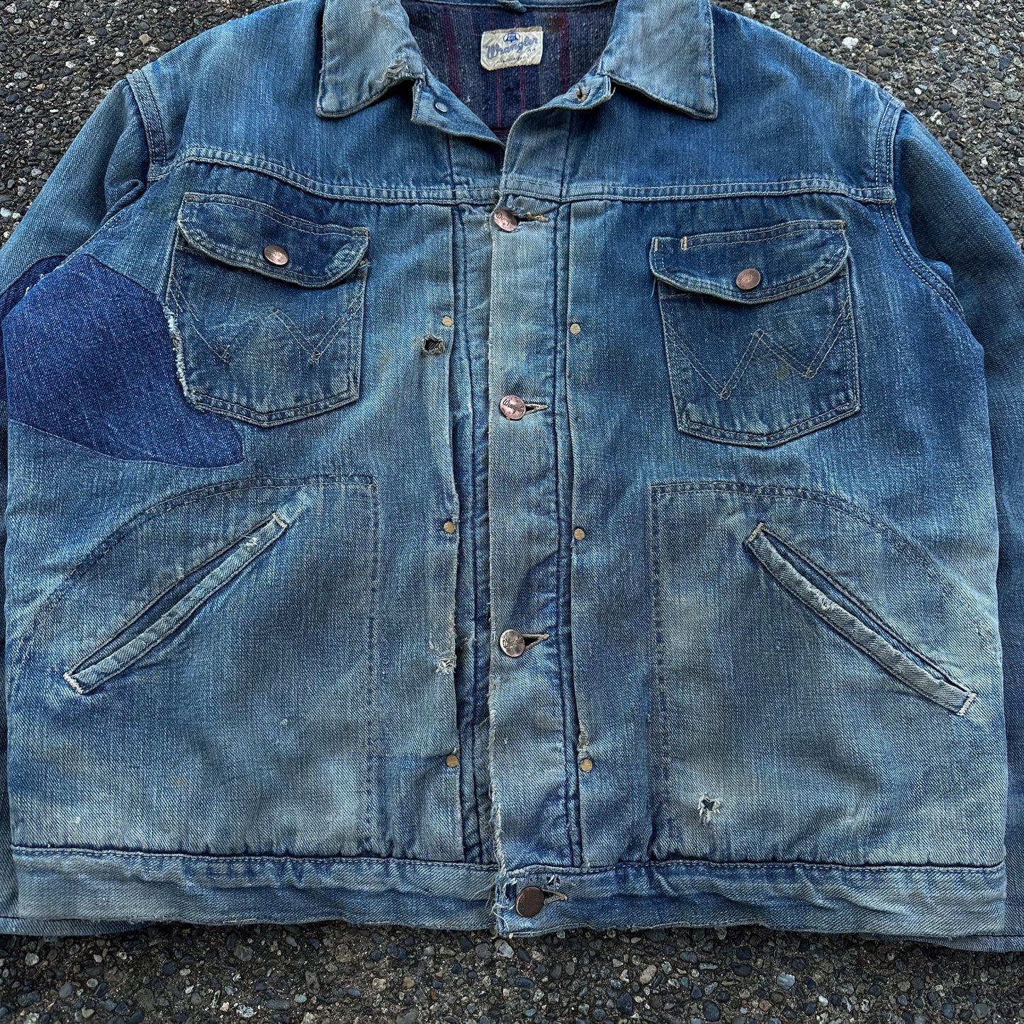 1960’s wrangler blue bell repaired denim jacket