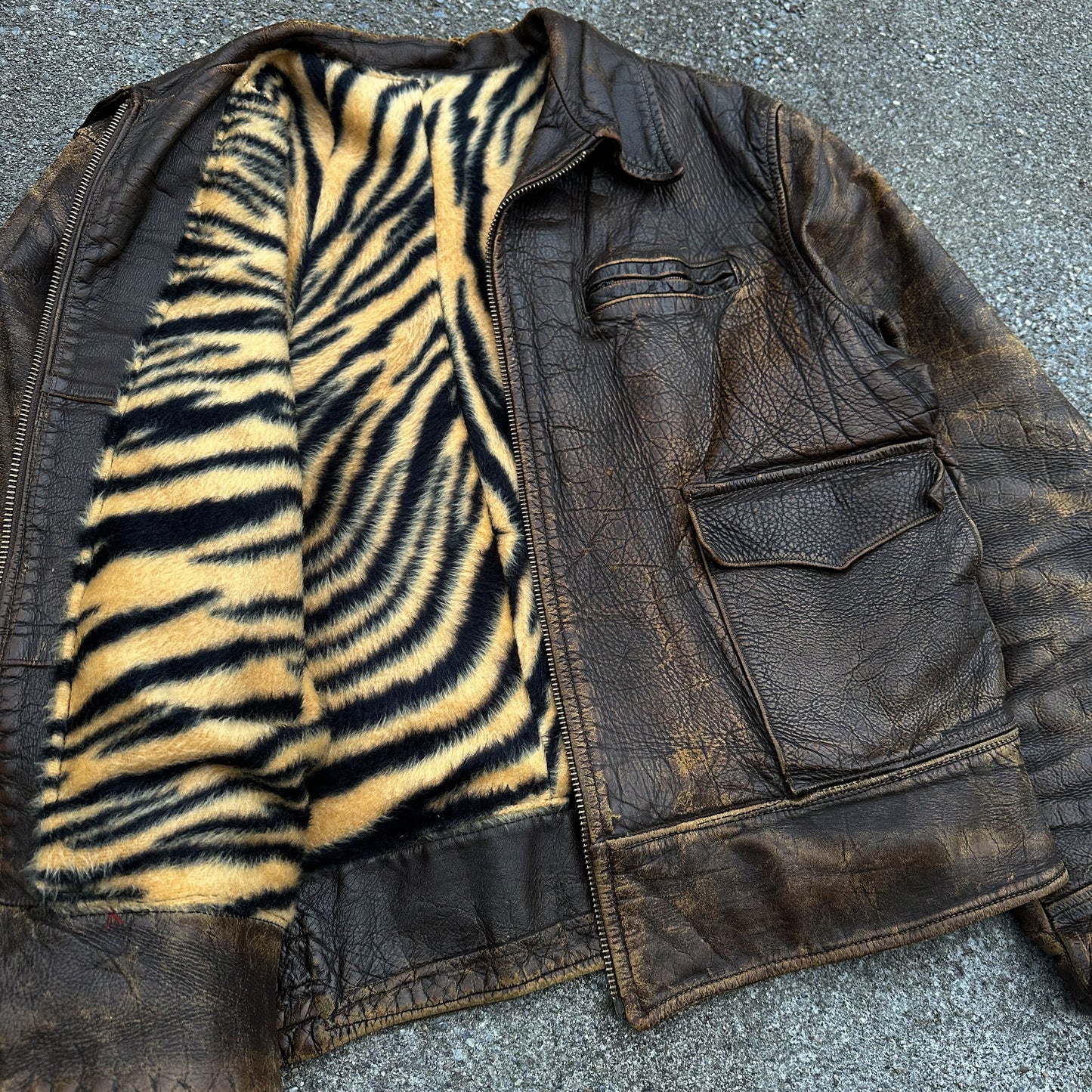 1950’s custom made tiger lined leather jacket