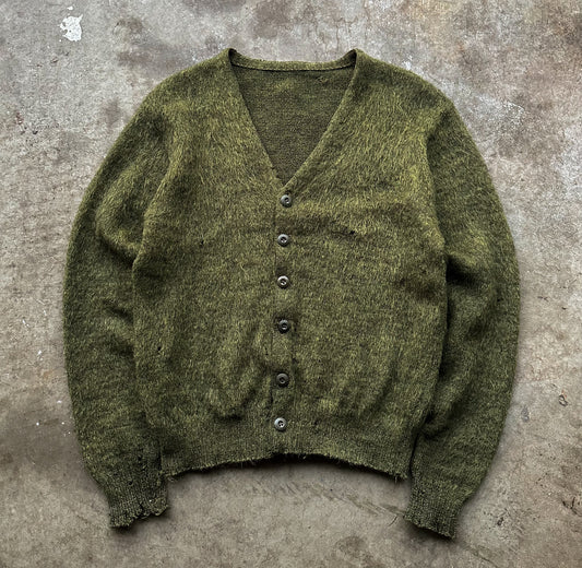 1950’s shaggy green mohair cardigan