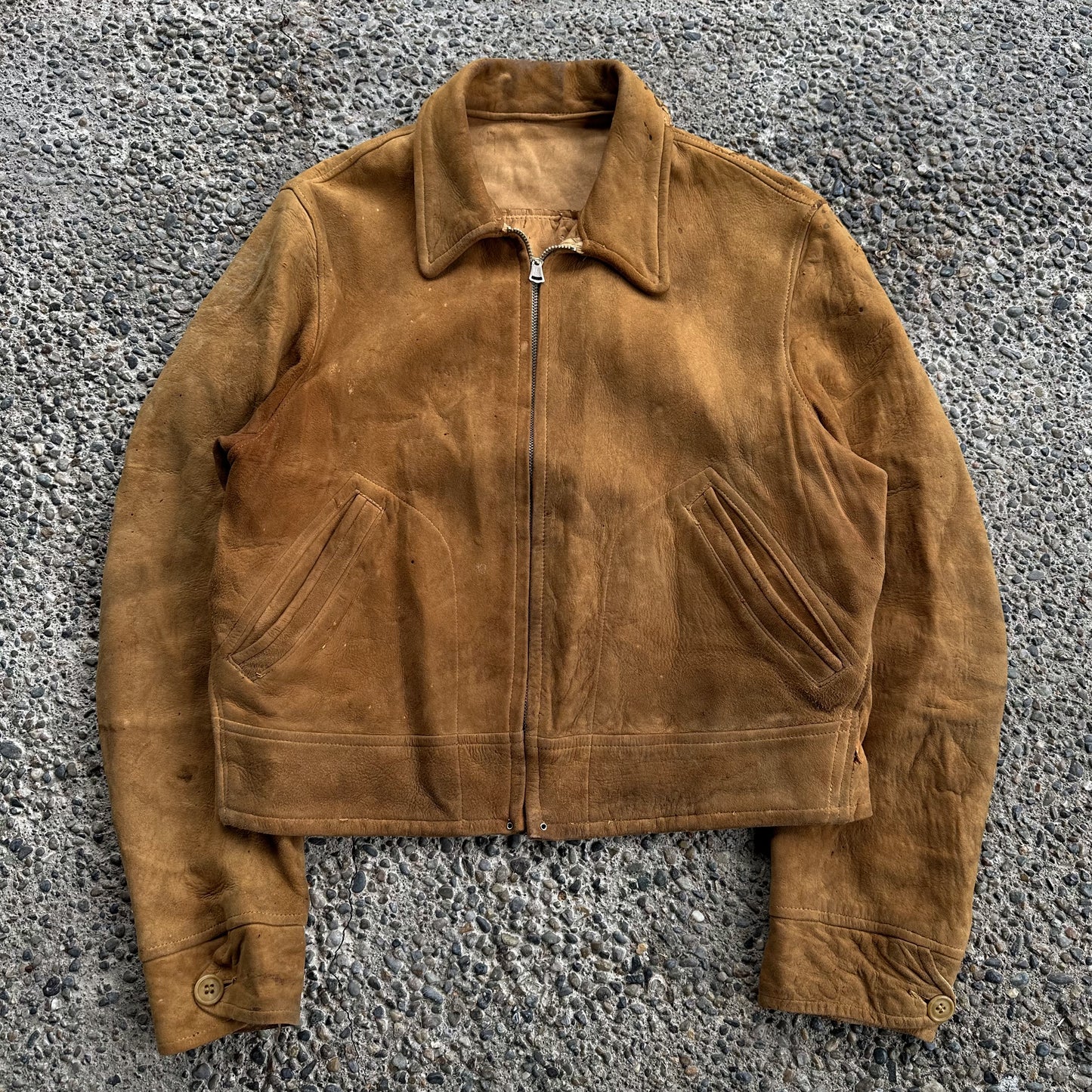 1930’s cropped style suede leather jacket