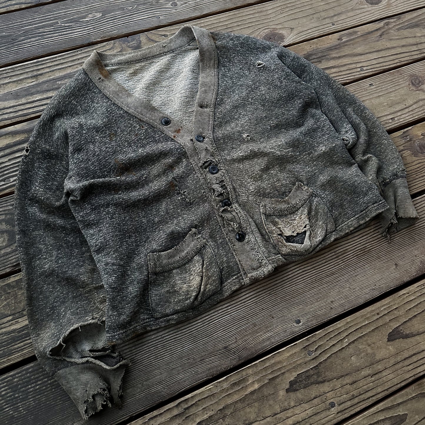 1940’s salt and pepper cardigan sweatshirt