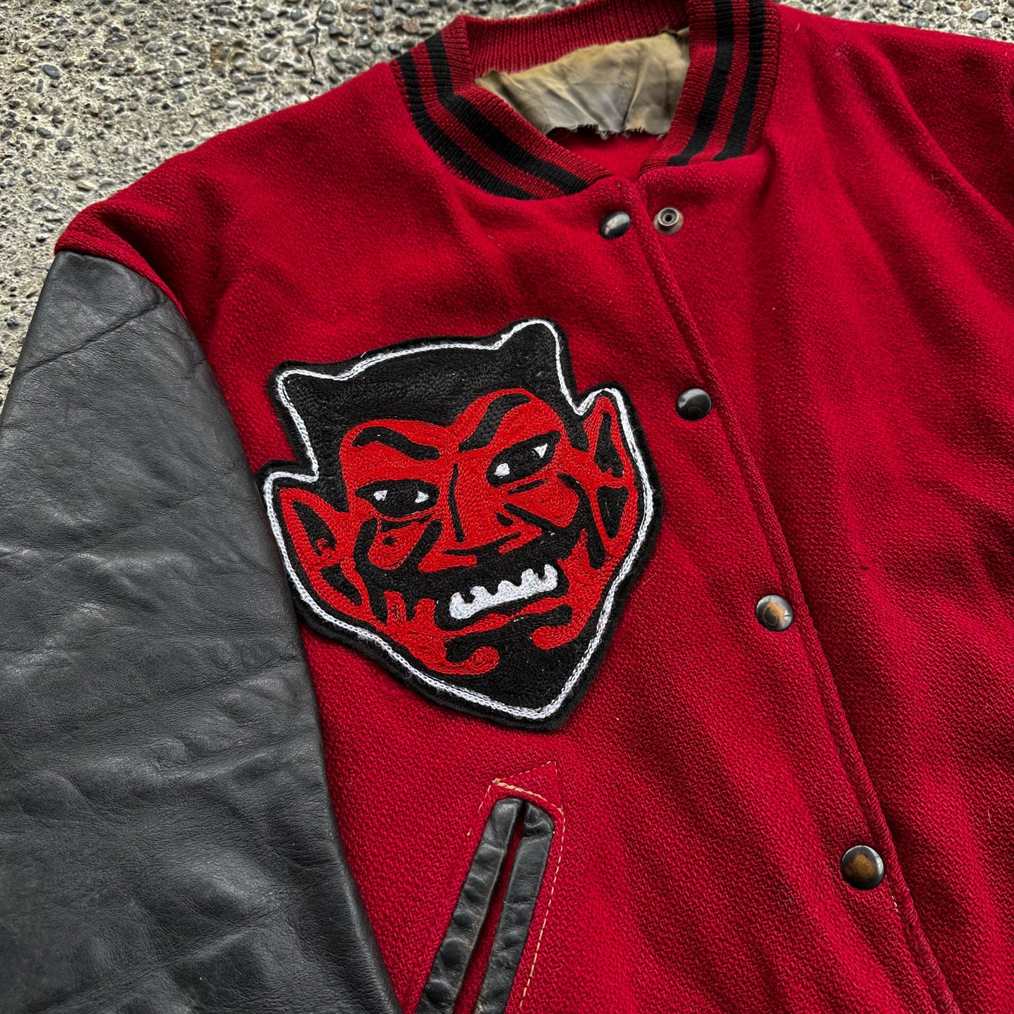 50’s/60’s varsity jacket with custom chainstitch Devil