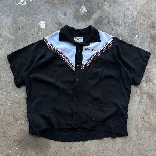 1950’s black rayon bowling shirt