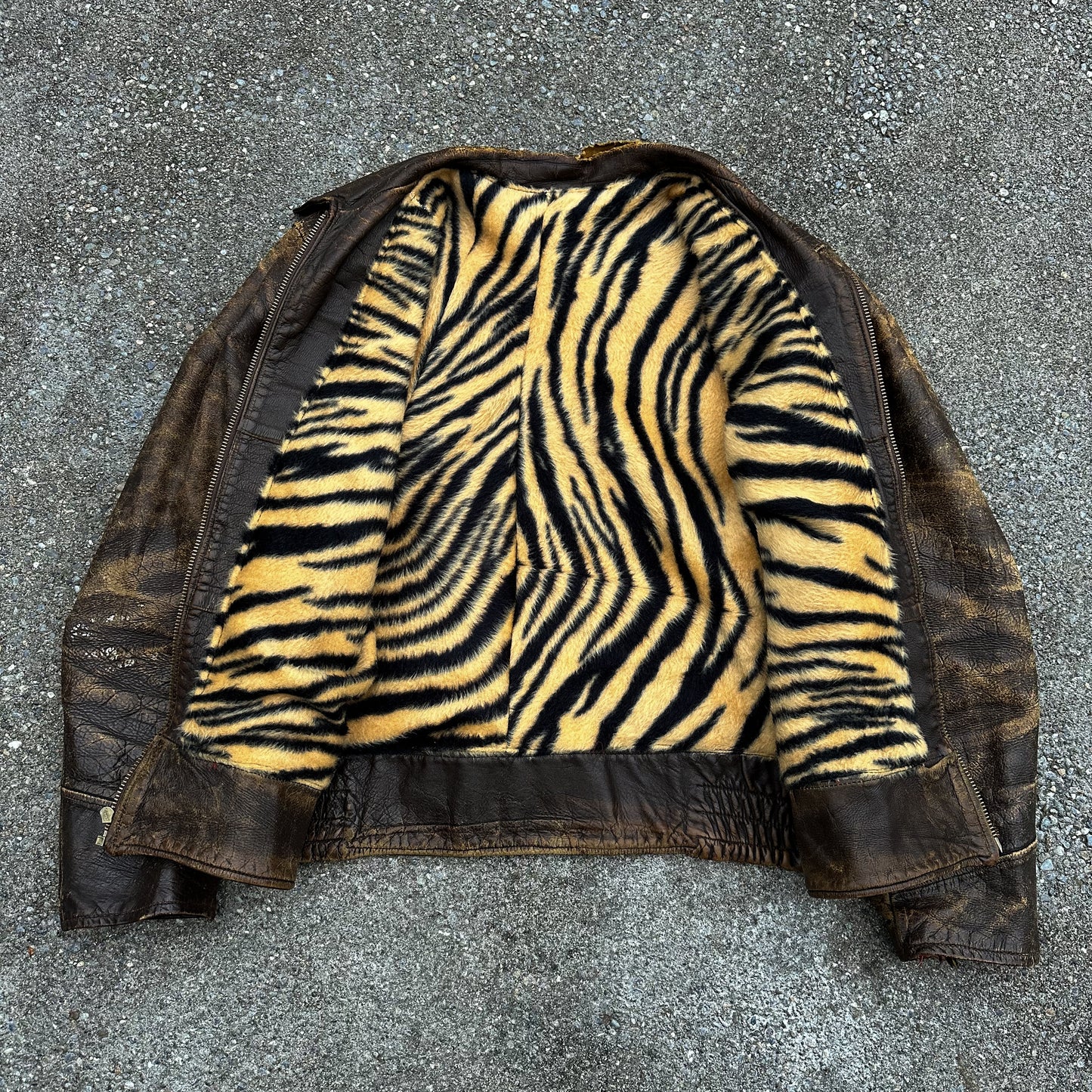 1950’s custom made tiger lined leather jacket