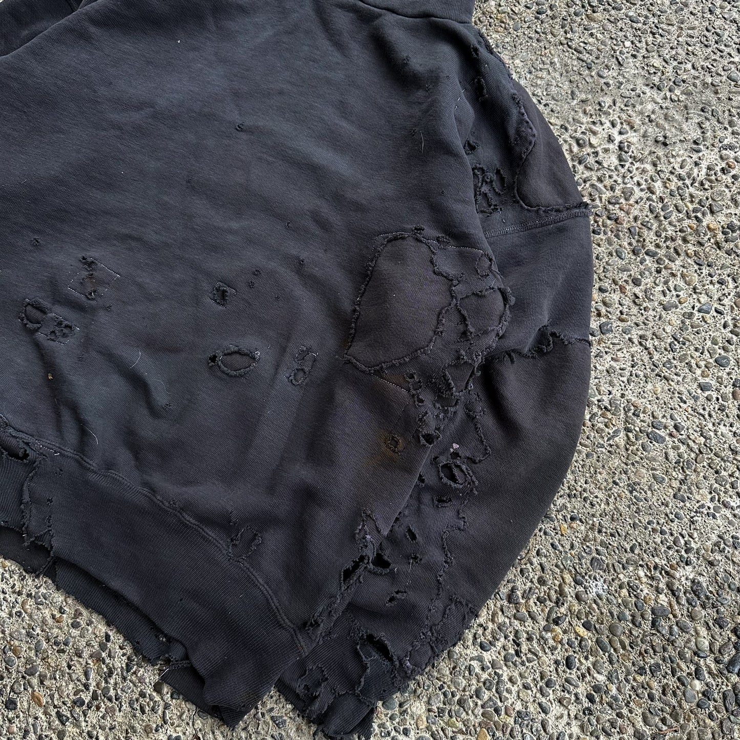 Heavily repaired 1950’s overdyed black hoodie