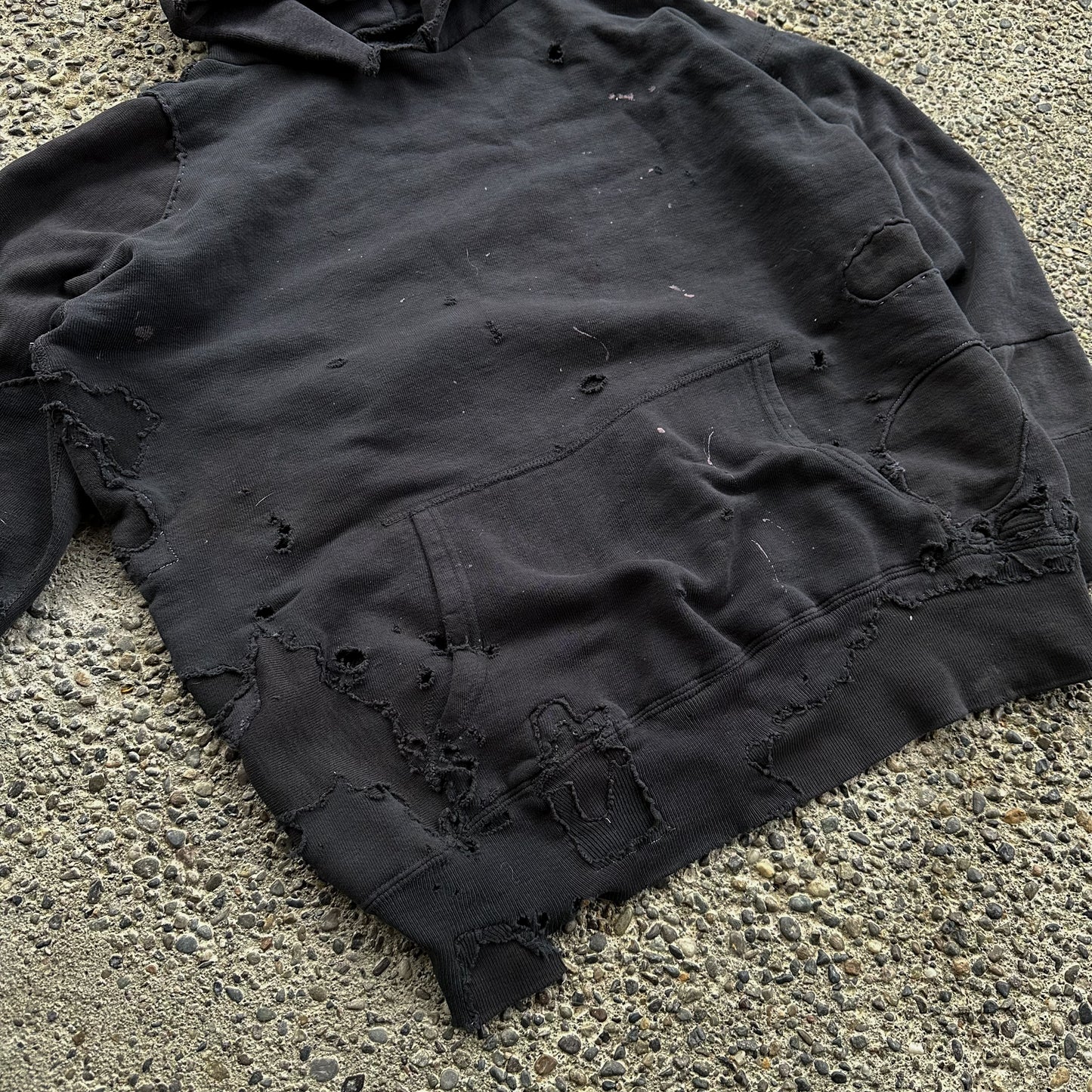 Heavily repaired 1950’s overdyed black hoodie