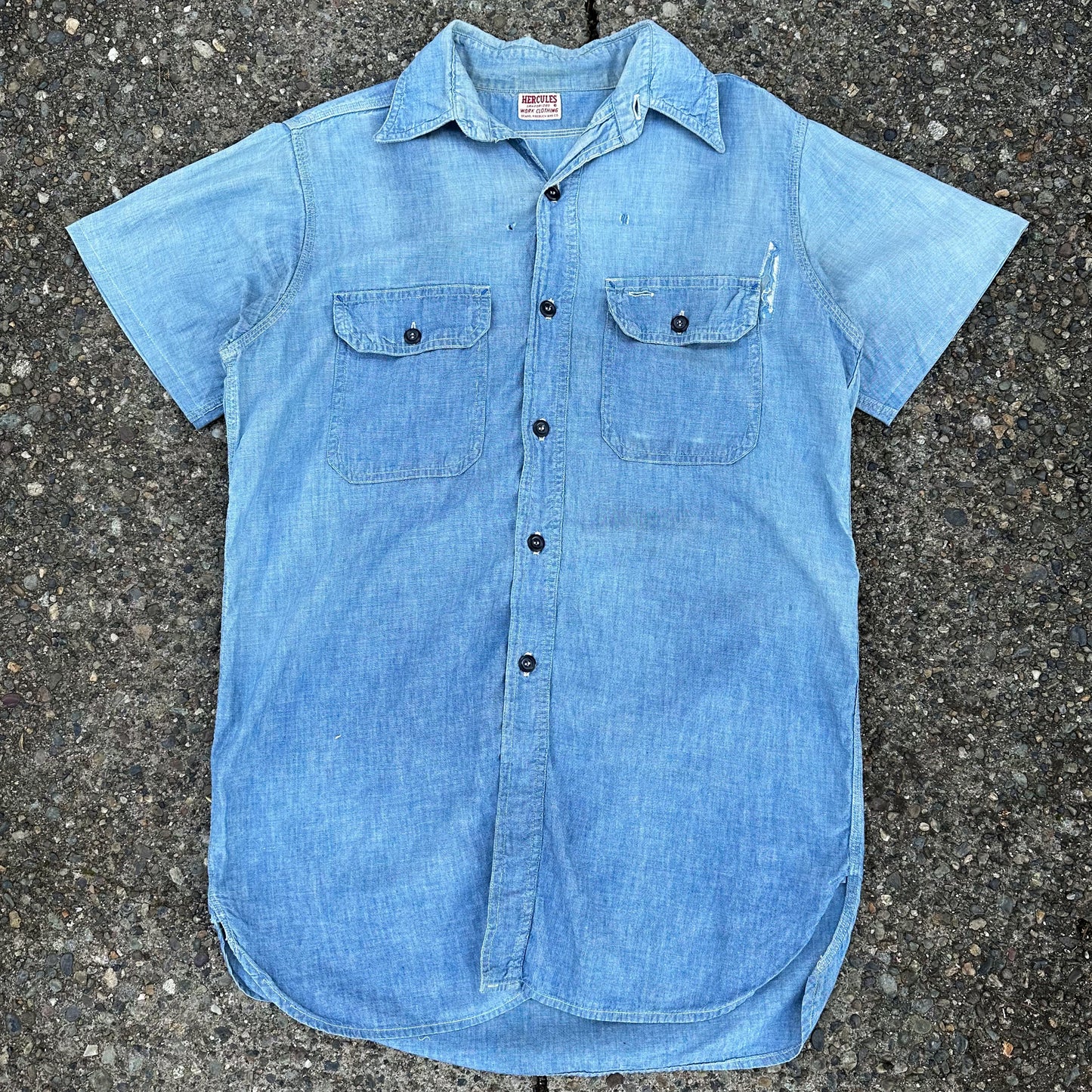 1950s faded and repaired Hercules chambray shirt