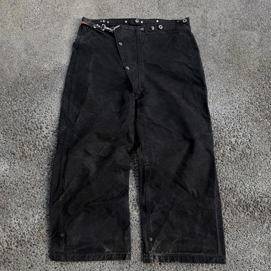 1950’s black canvas fireman turnout pants