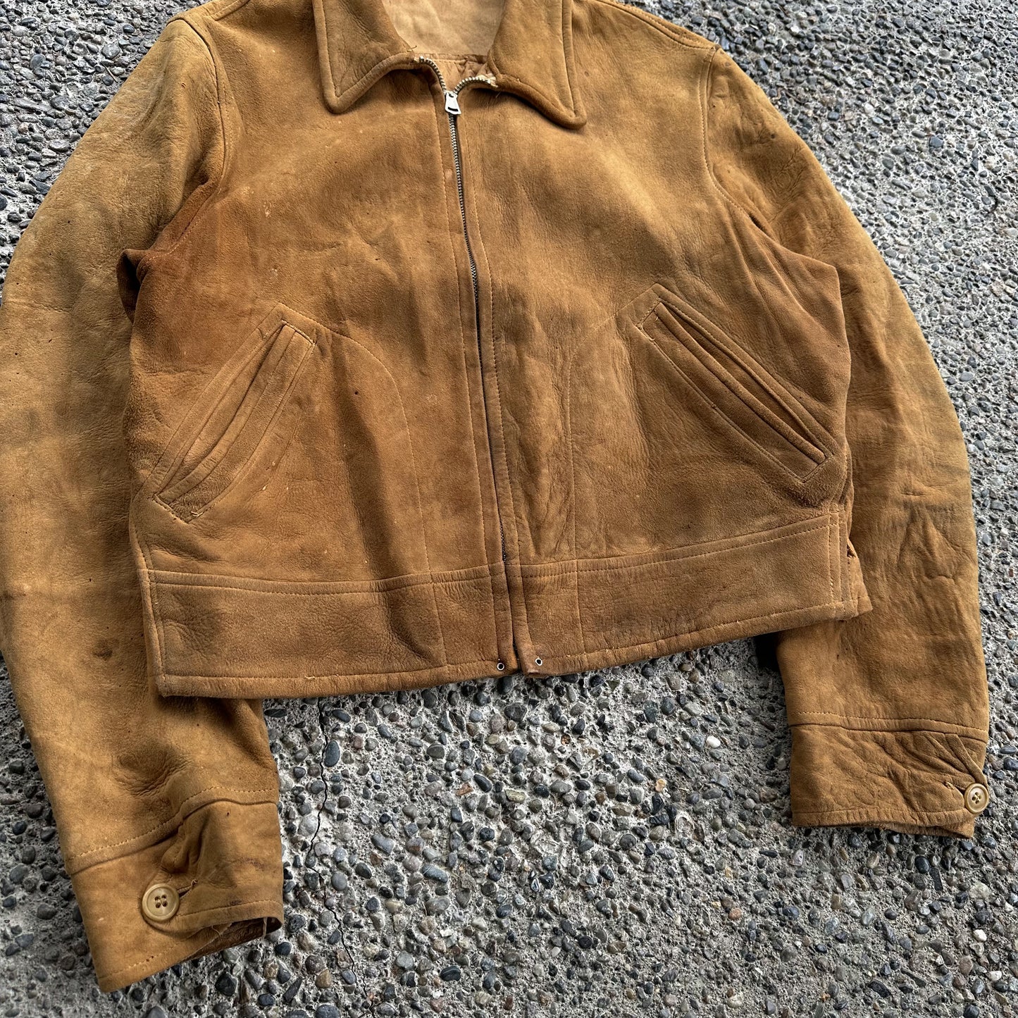 1930’s cropped style suede leather jacket