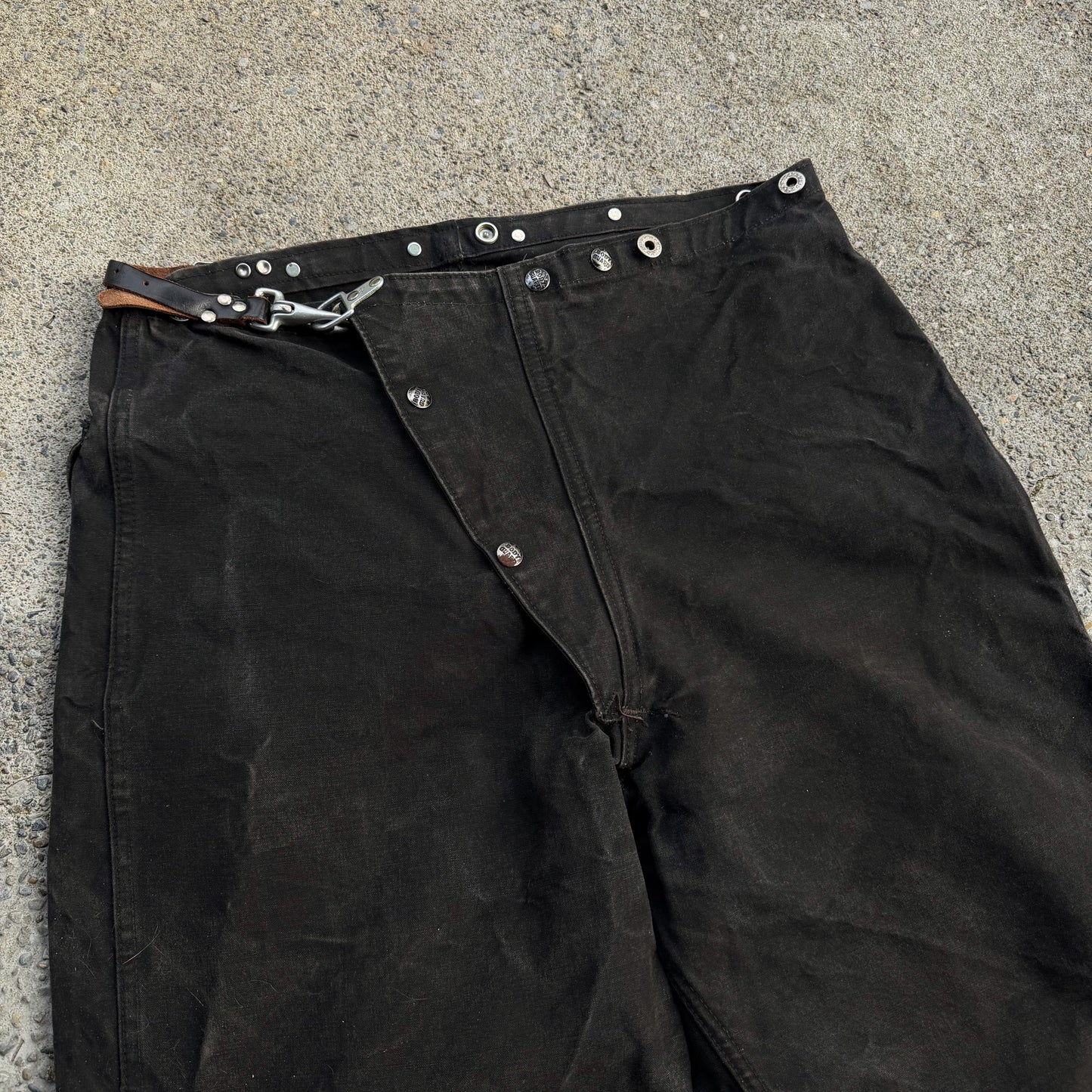 1950’s black canvas fireman turnout pants
