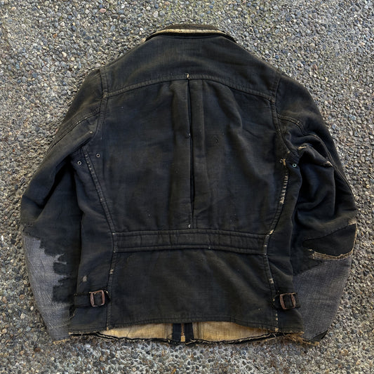 1930’s black cotton belted back jacket