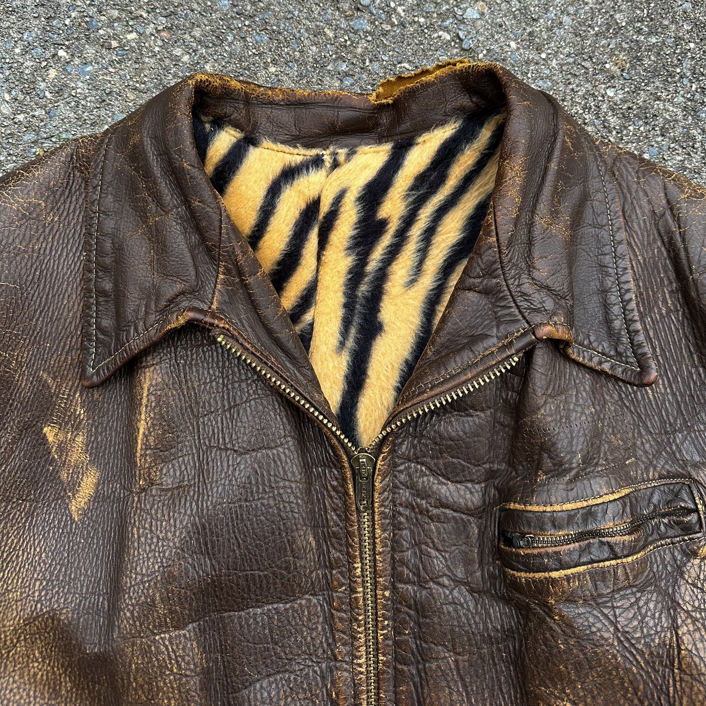 1950’s custom made tiger lined leather jacket