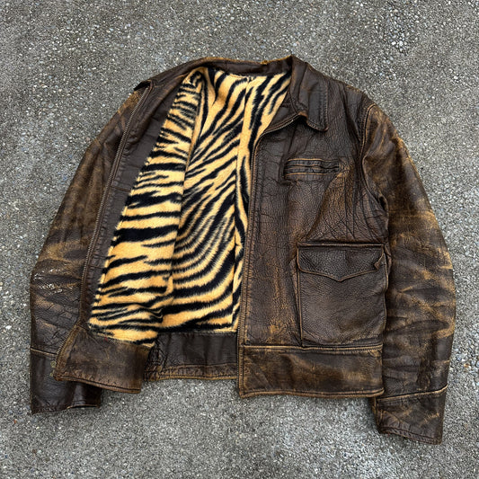 1950’s custom made tiger lined leather jacket