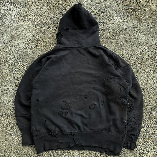 Heavily repaired 1950’s overdyed black hoodie