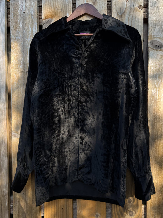 1970’s campus black velvet shirt