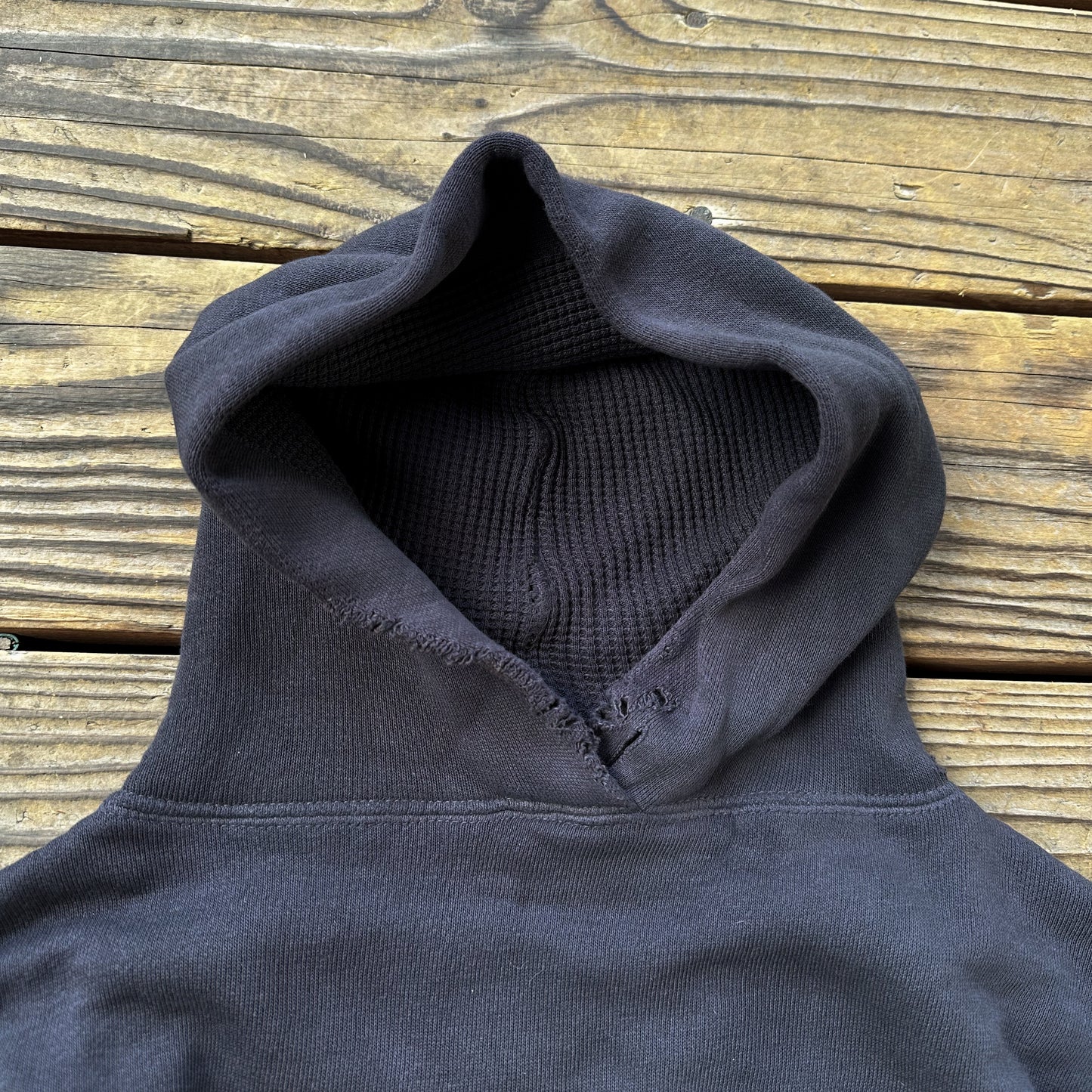 1950s black thermal lined cotton hoodie