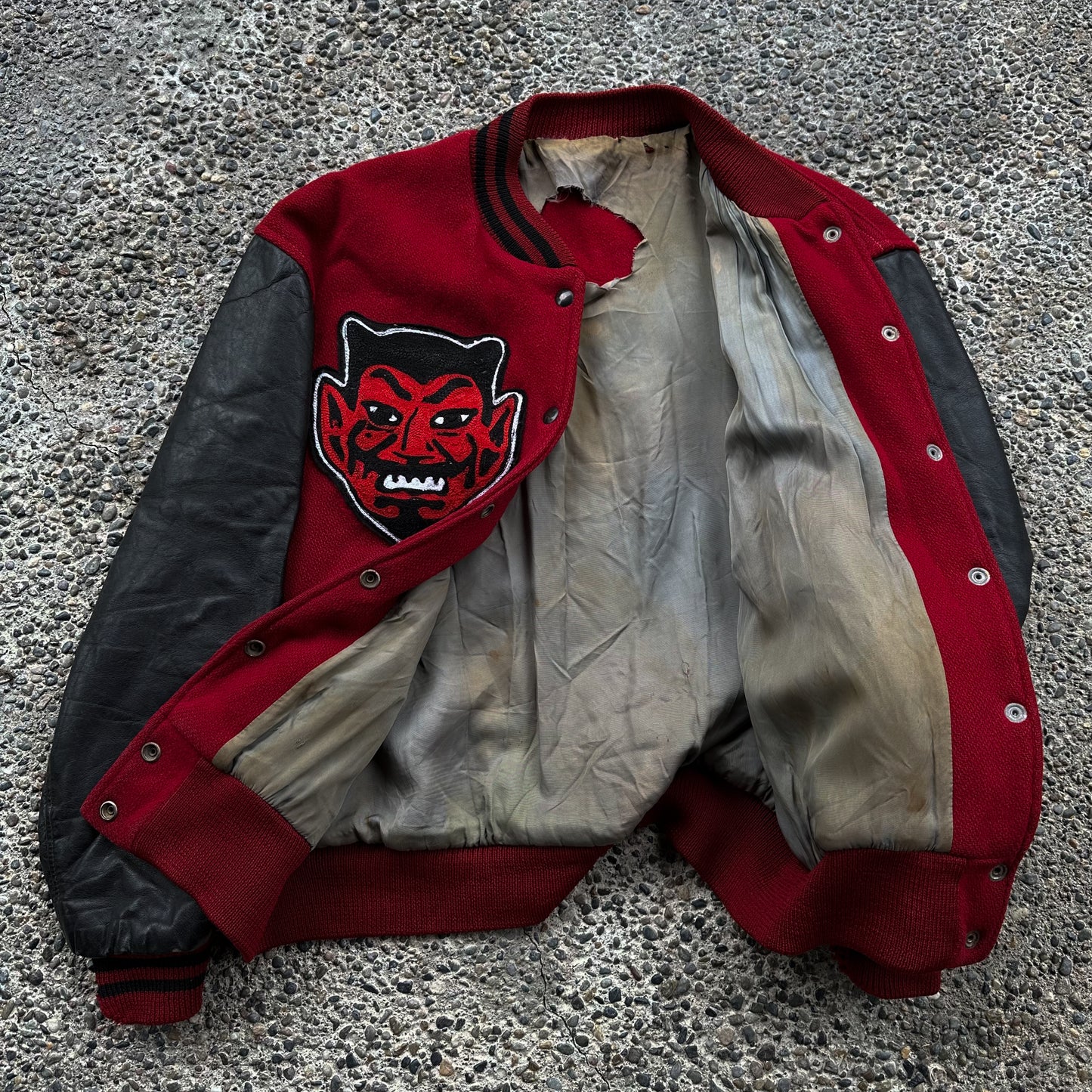 50’s/60’s varsity jacket with custom chainstitch Devil