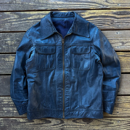 1960’s/1970’s navy blue Brazilian leather jacket